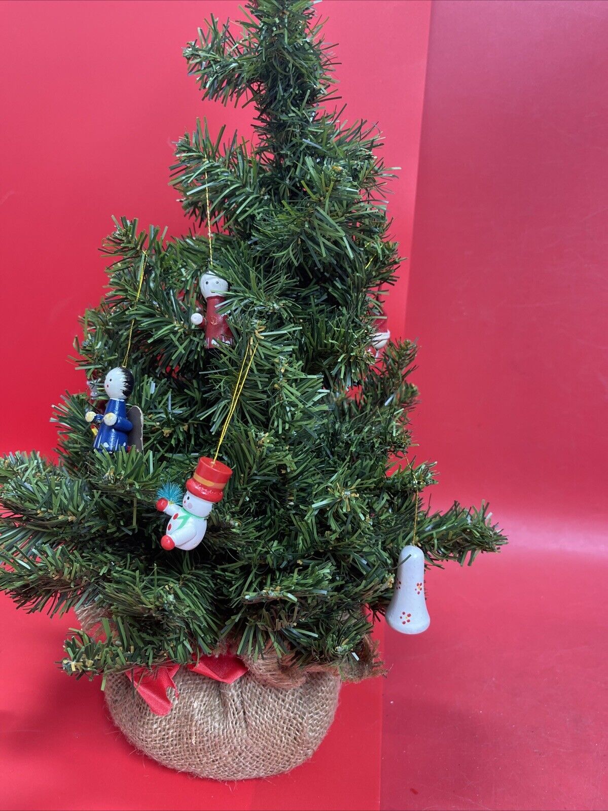 Vintage 22" Christmas Holiday Plastic Tree With Miniature Ornaments