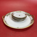 Vintage Nippon hand painted gold floral candy dish Set 6