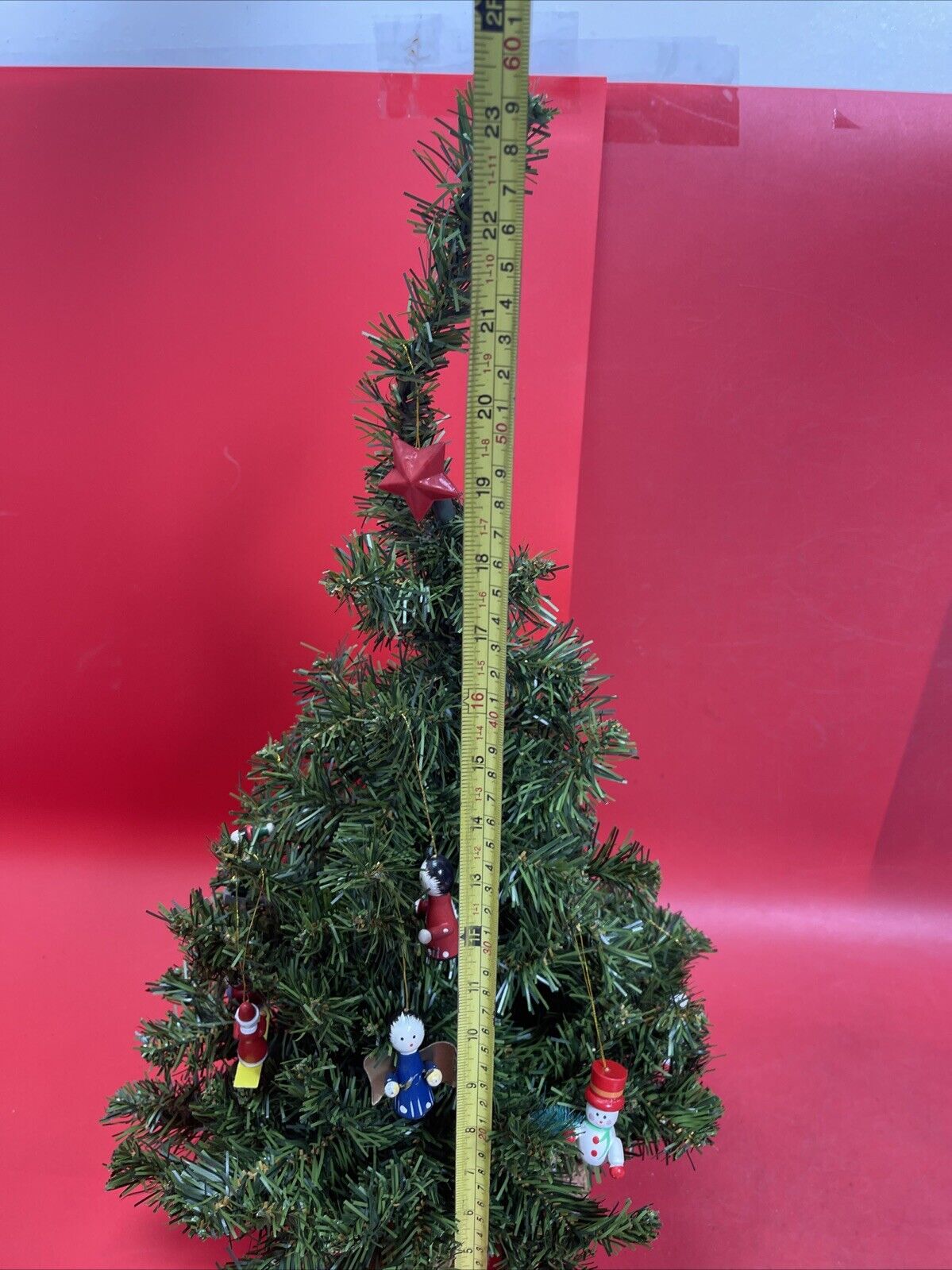 Vintage 22" Christmas Holiday Plastic Tree With Miniature Ornaments