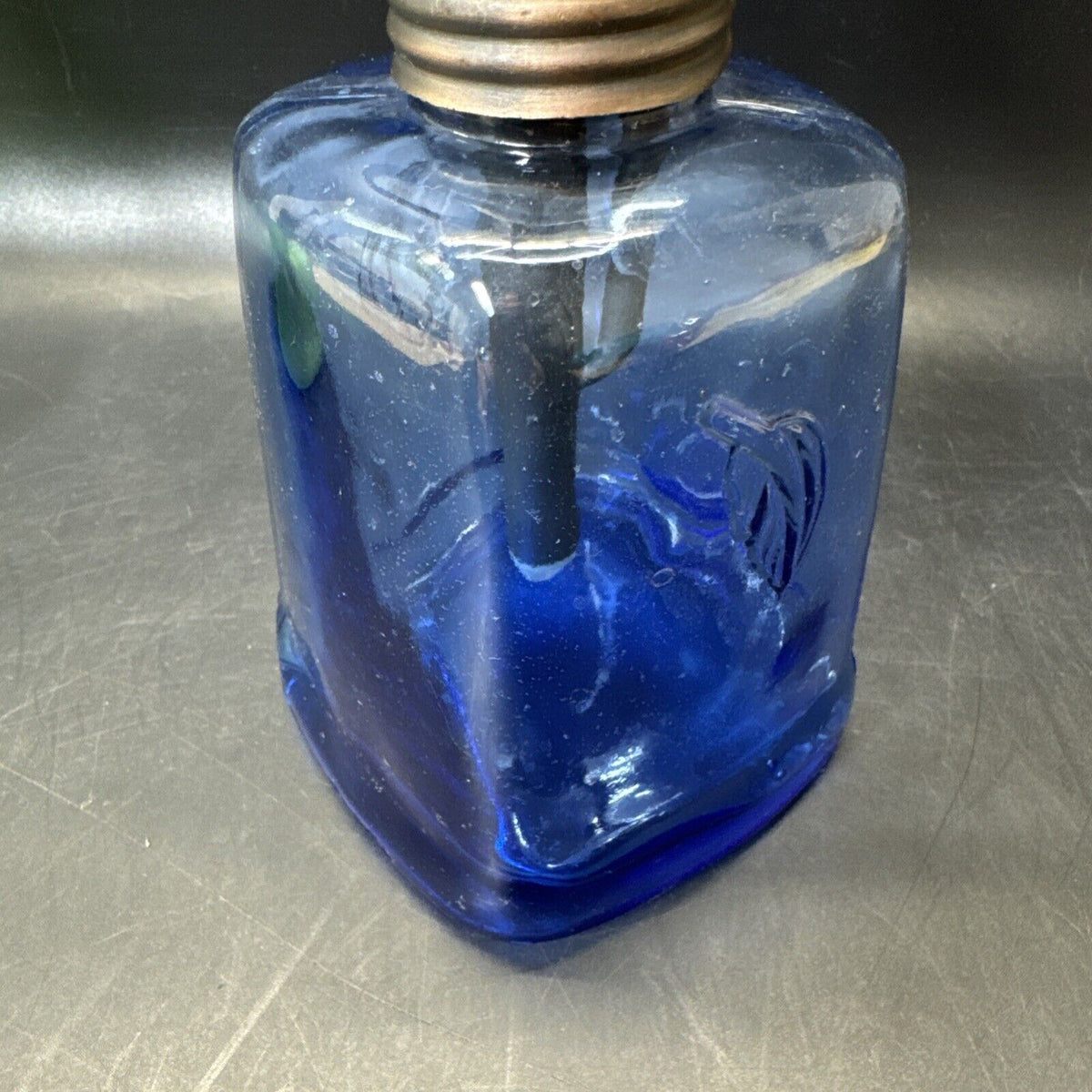 Vintage Blue And Green Glass Perfume Bottle/ Lot Of 2