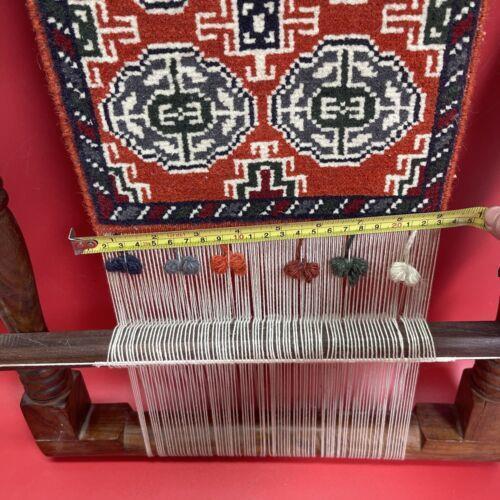 Finished Oriental Hand Woven Rug on Wooden Loom 16x21 inches 9"wx10"h Rug