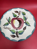 Set (2) PURINTON POTTERY Hand Painted APPLE PATTERN Chop Plates/Platters