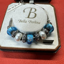 Bella Perlina  Charm & Crystal Bead Bracelet Blue & White