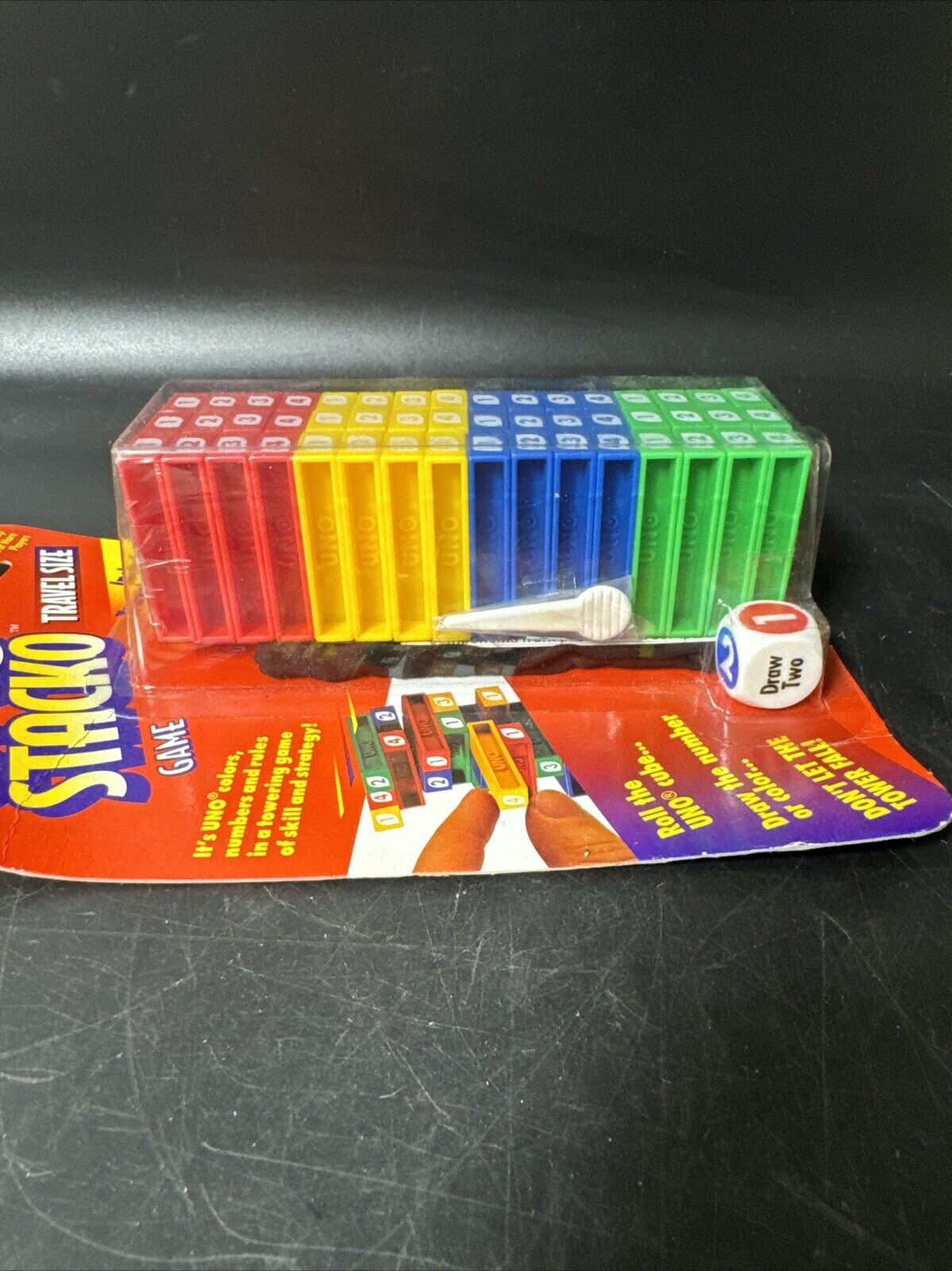 Vintage Uno Stacko Card Stack Block Game Travel Size, New 1996