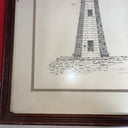 Vintage Pencil Drawing Nautical Lighthouse Art Signed