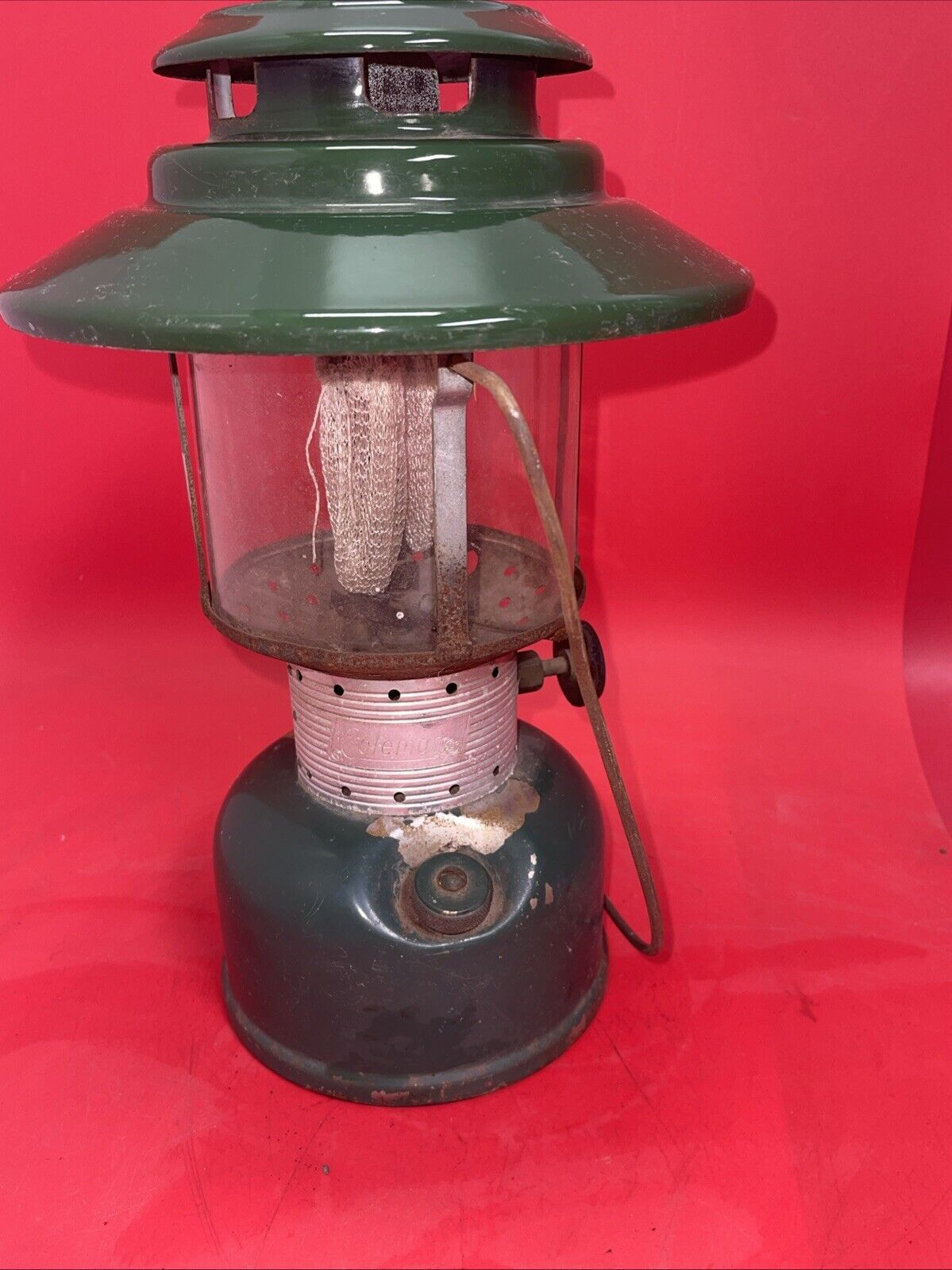 Vintage Coleman #228F Double Mantle Lantern Big Hat