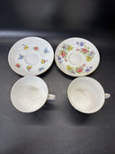 Staffordshire Bone China Crown Tea Cup & Saucer/ Set Of 2