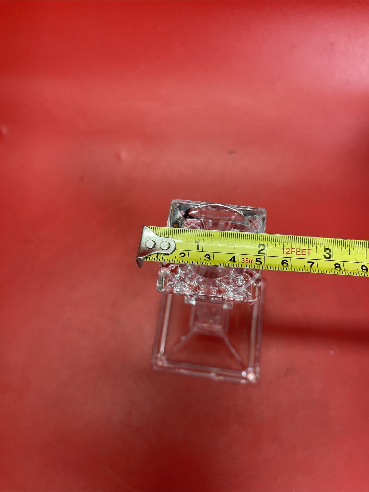 Set of (3) 8" Tall Square Base Glass Candle-stick Holders