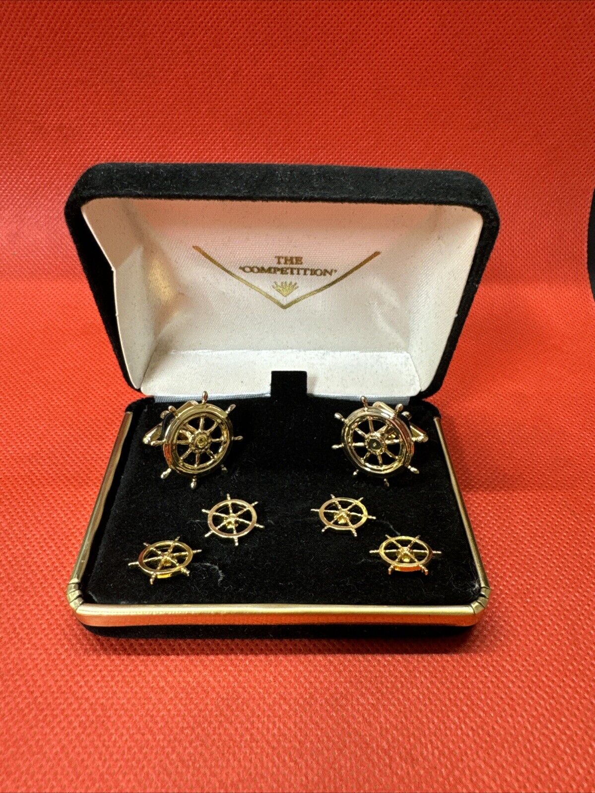 Vintage The Competition Gold Tone Cufflinks And 4 Pin