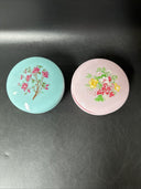 Vintage Blue And Pink Trinket Box With Flower Detailing/ Lot Of 2