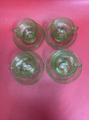 Anchor Hocking Depression Glass Cameo Ballerina Green Uranium Tea Cup & Saucer