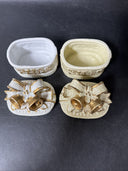 Vintage Trinket Box With Bow And Bells And Gold Accents/ Lot Of 2