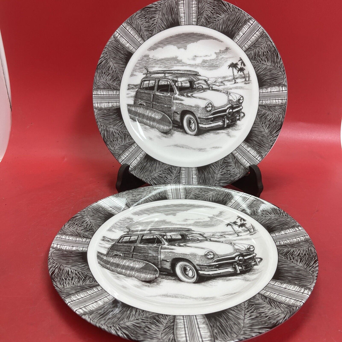 Slice of Life Surf Woody Dinner Plate 222 Fifth PTS By Marla Shega 1950Ford Lot2