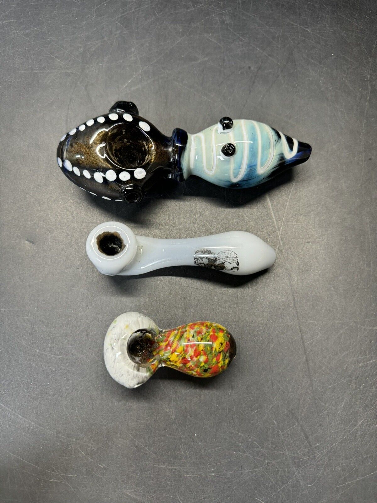 Glass Tobacco Smoking Pipes/ Lot Of 3