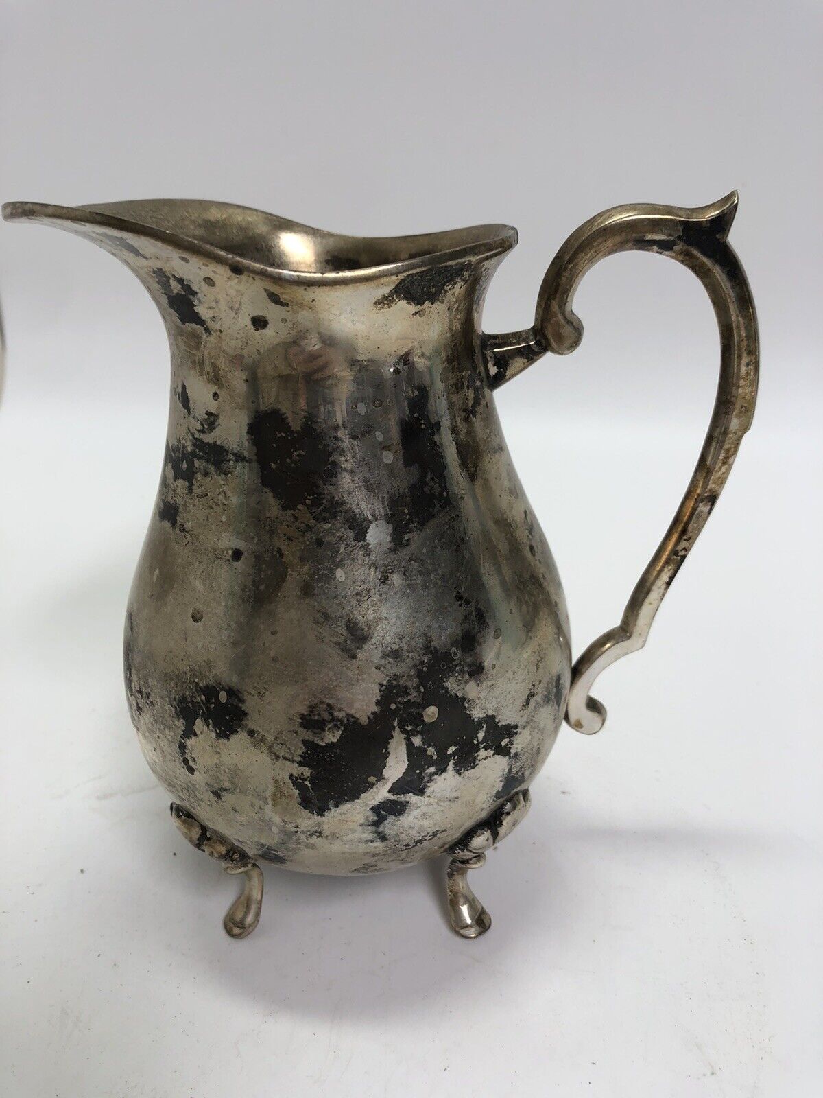 Silverplate Water Pitcher with Ice Guard and Claw Feet