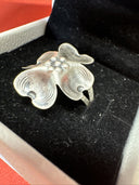 925 Sterling Silver Vintage Dogwood Flower Handmade Adjustable Ring