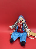 Clown Marionette Puppet With Porcelain Face On Swing 9” Figure