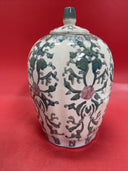 Vintage Chinese Pink Lotus Vase, Ginger Jar with Lid Urn