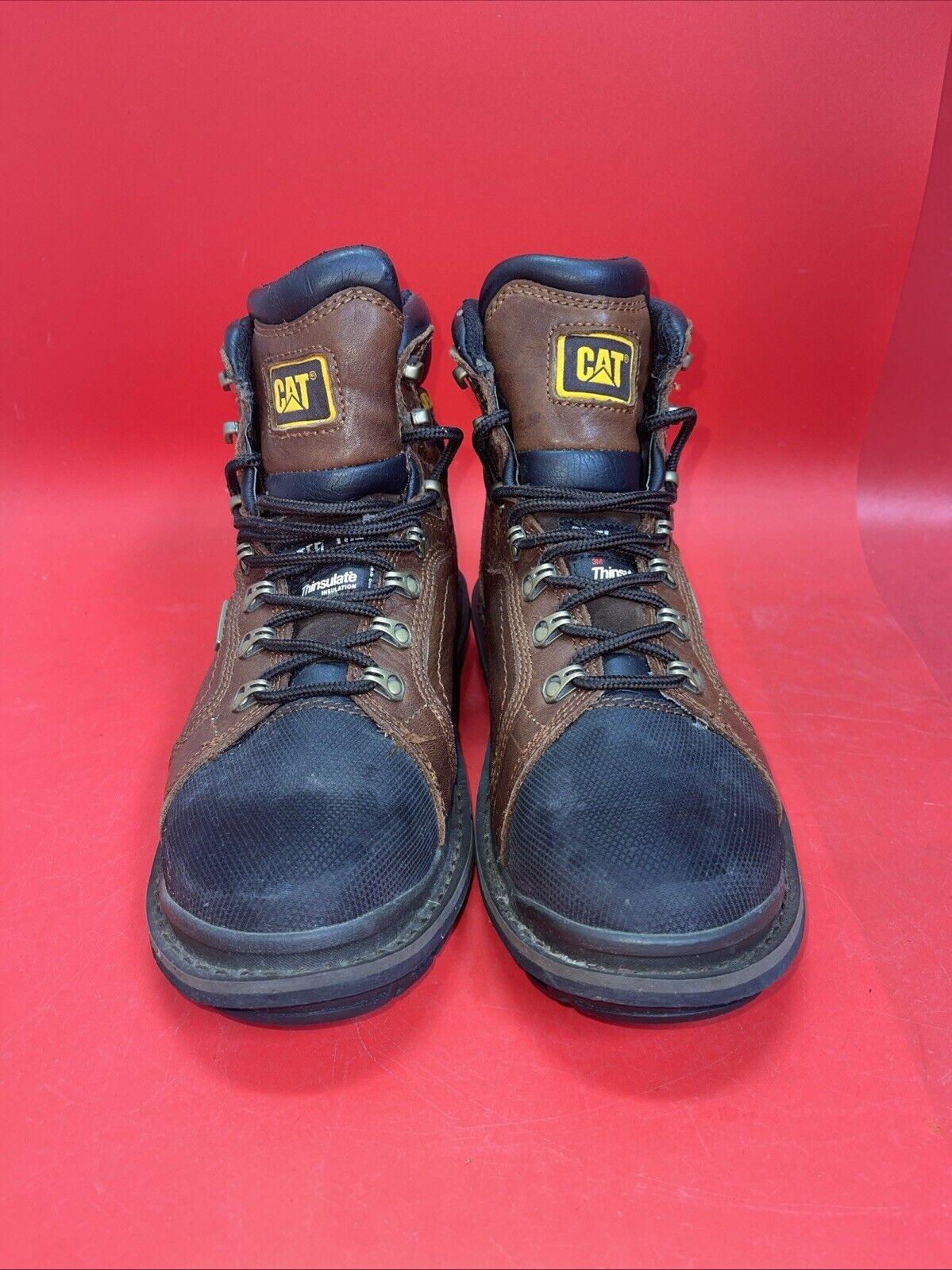 Caterpillar Flexion Manifold Leather Steel Toe Men's Work Boots Color Oak US 9.5
