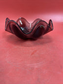 Mid century viking red glass bowl 9 x 3.5”