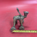 Antique Indian Brass Camel With Rider On Wheels