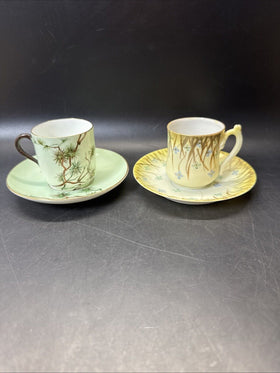 Vintage Mini Cup & Saucer Floral/ Set Of 2