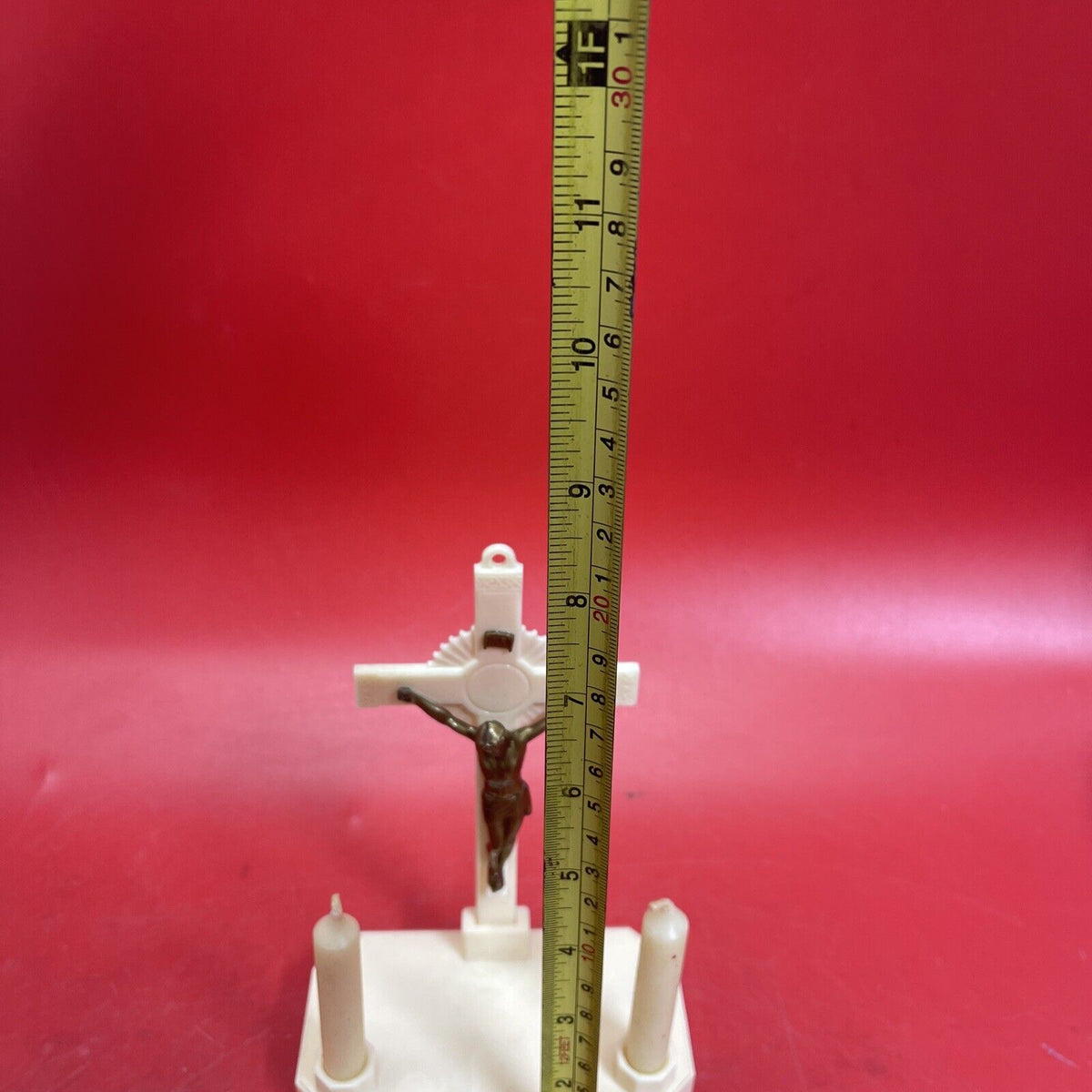 Vintage crucifix for the sick with wax candles