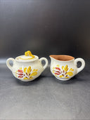 Stangl Pottery Mid Century Autumn Flower Creamer and Covered Sugar Bowl