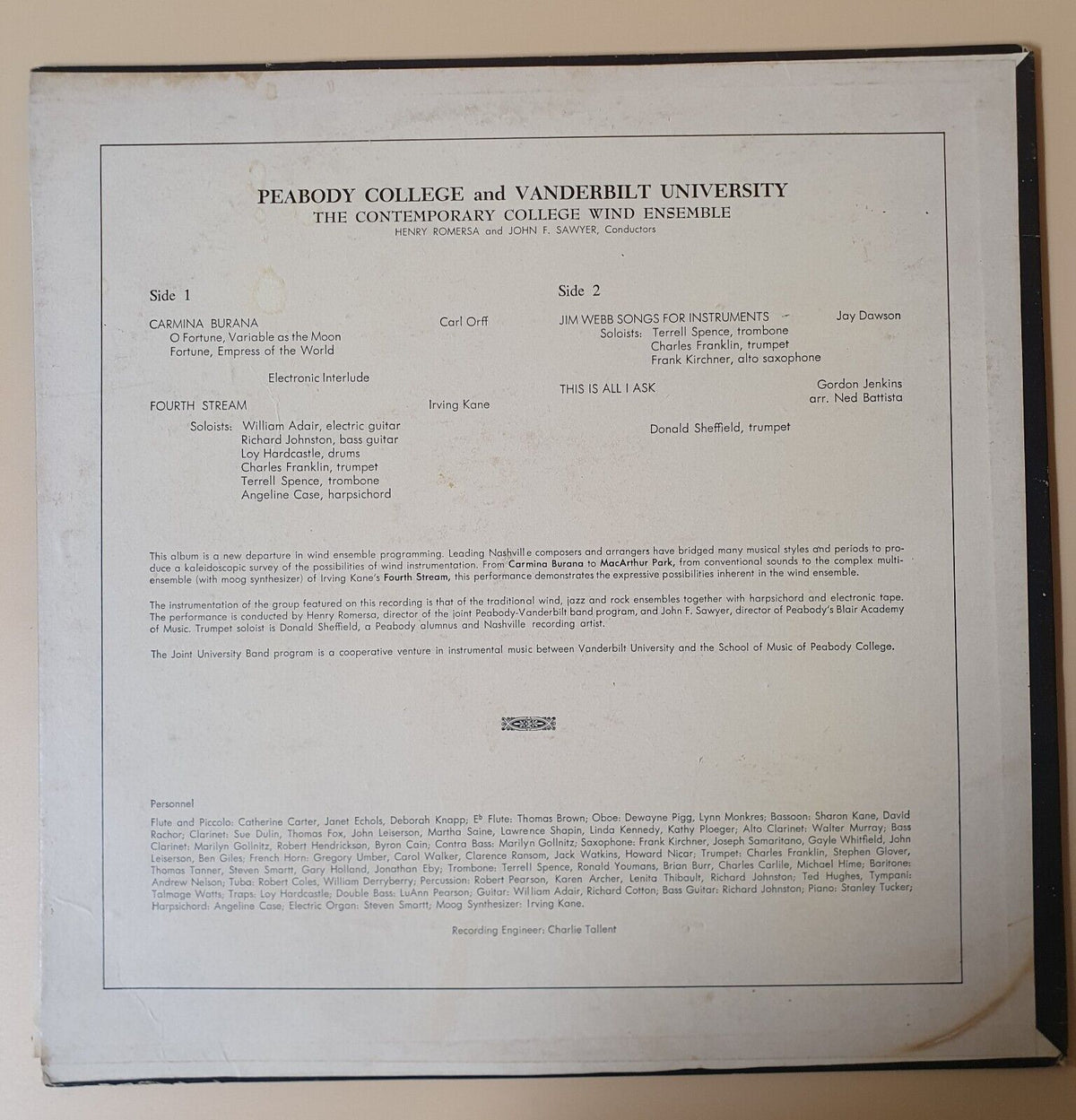 CONTEMPORARY COLLEGE WIND ENSEMBLE/ Henry Romersa & John F.Sawyer 