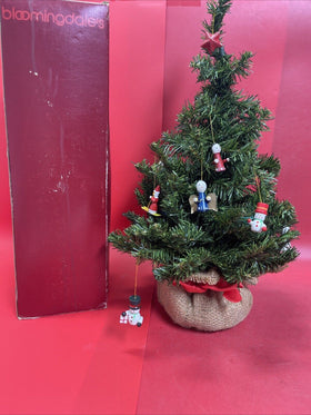 Vintage 22" Christmas Holiday Plastic Tree With Miniature Ornaments