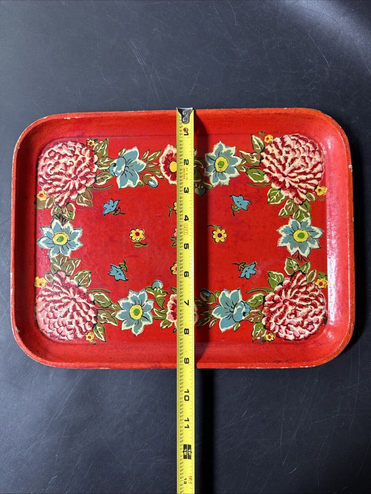 Vintage Wood Serving Tray Japan Hand Painted, Made In Japan