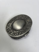 Vintage Silver Tone Acanthus Scroll Trinket Jewelry Box Dark Academia
