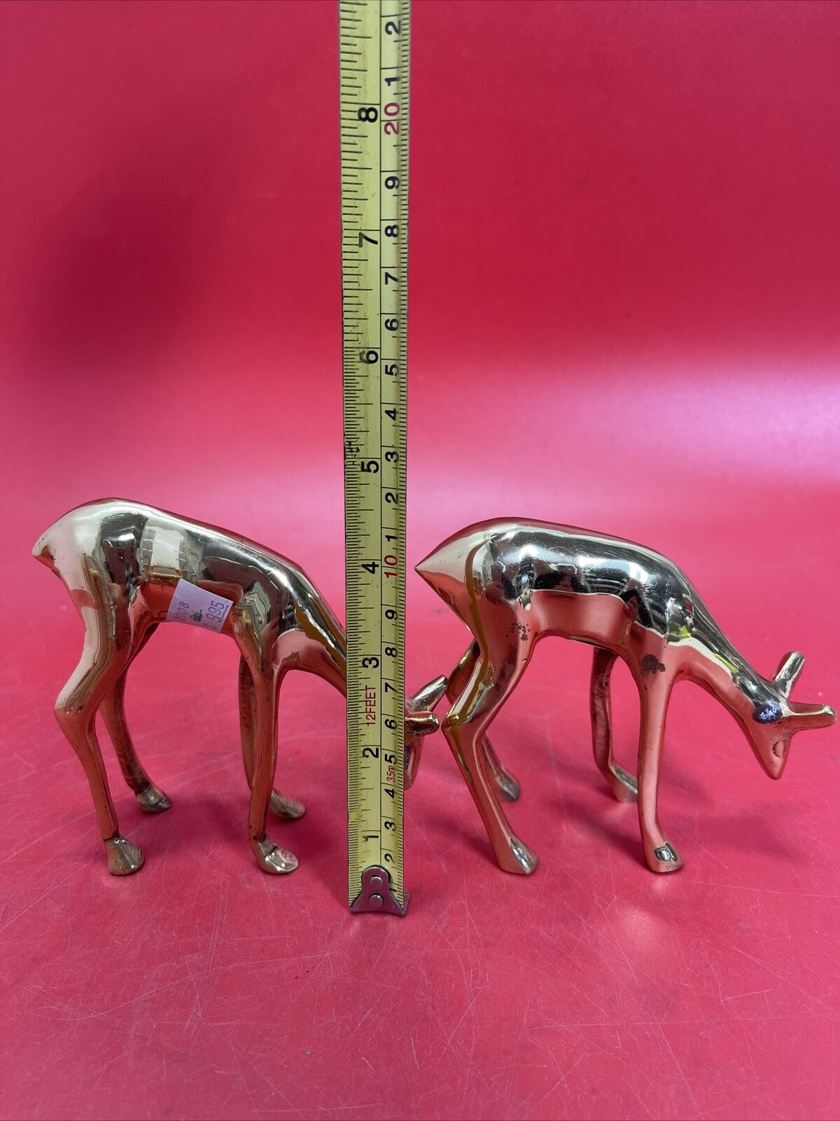 Vintage Mid-Century Modern Solid Brass Stag, Hind and Doe Figurines