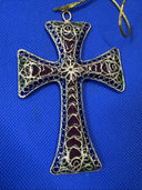 Vintage Plique a jour Cloisonne Wire Cross Pendant