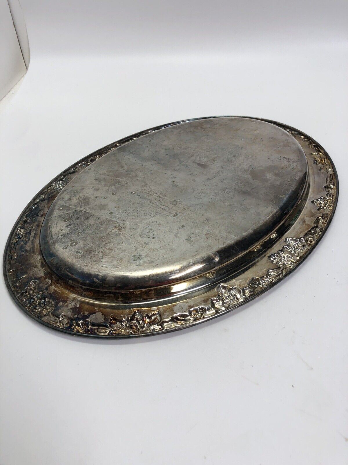 VTG Newport Gorham Silver Plated  oval 16"x11.5" Serving grape decor Tray 