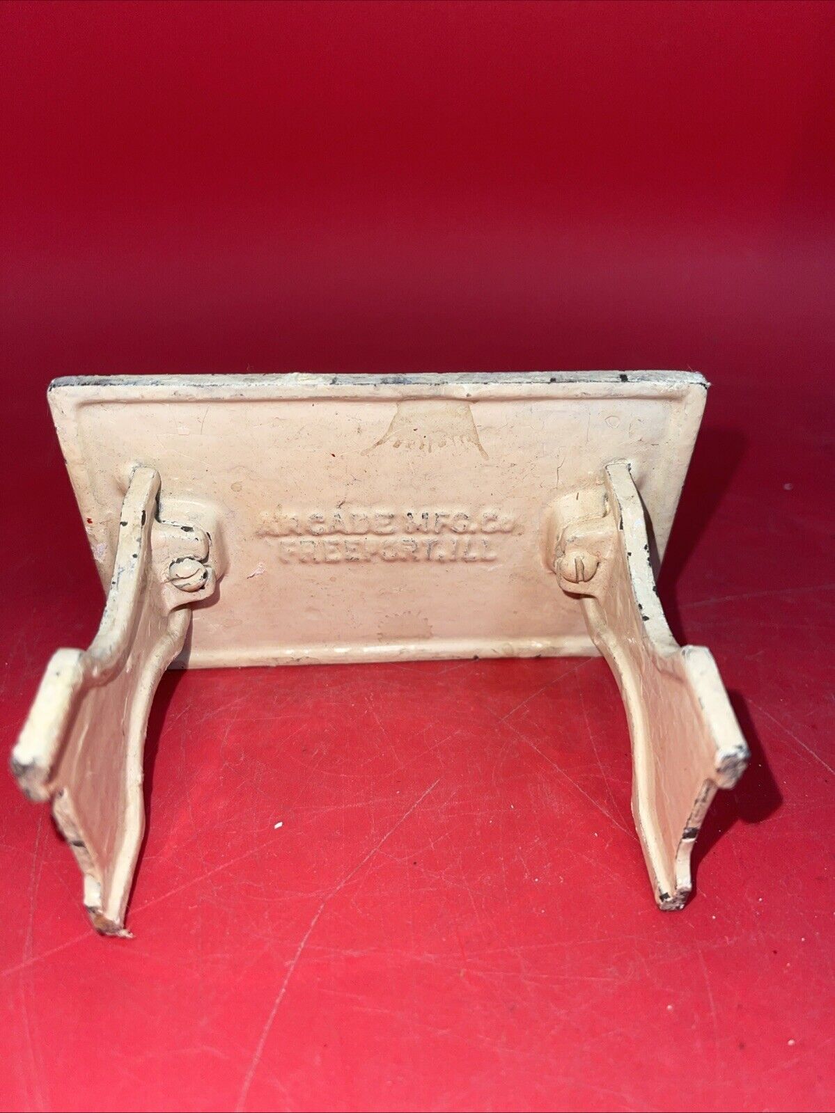 Vintage Aracade Cast Iron Doll House Miniature Table & Bench Chair