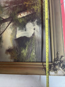 Antique Oil Painting on Cardboard Forest Landscape