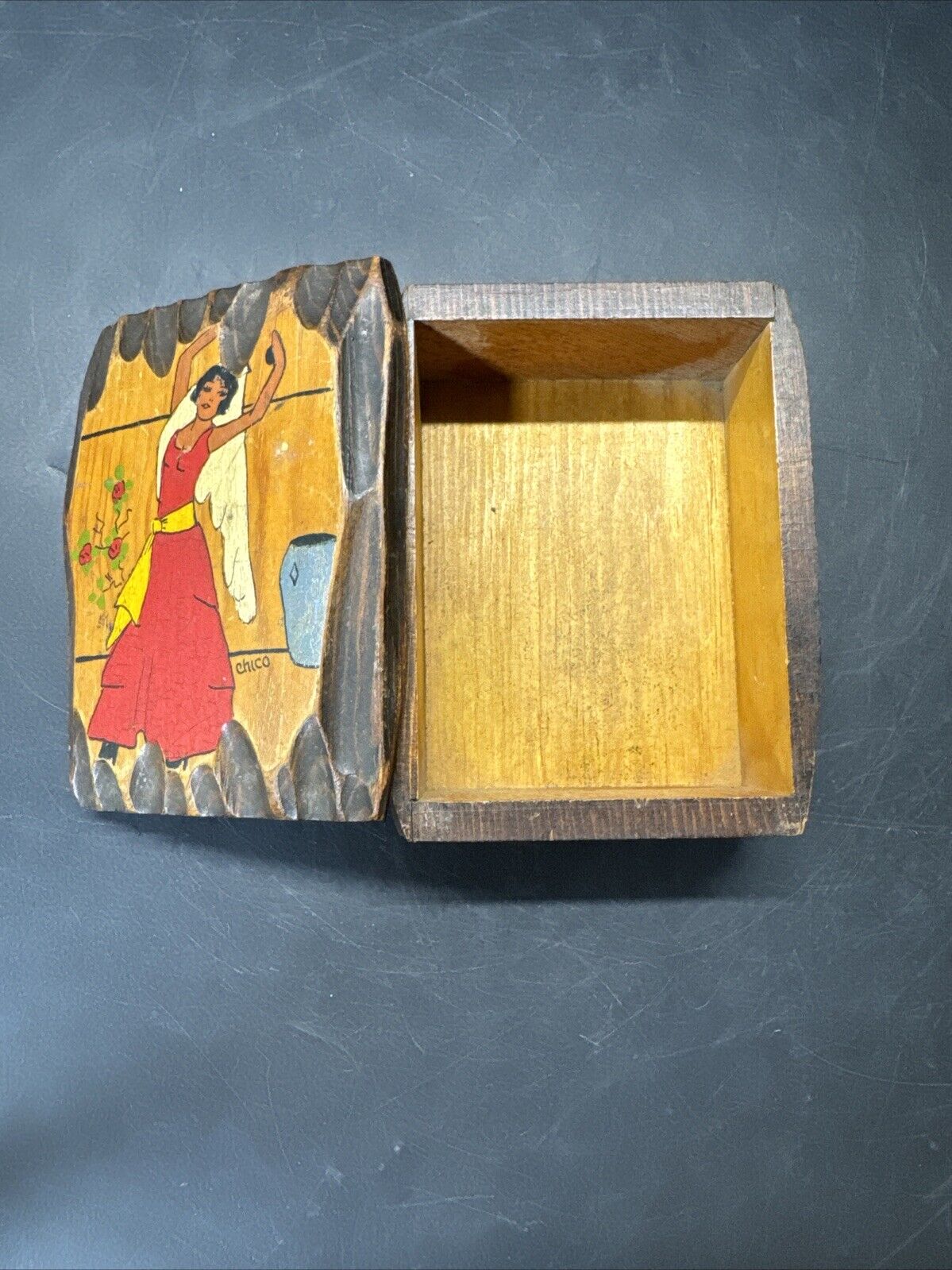 Vintage Wooden Hand Painted Trinket Box
