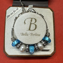 Bella Perlina  Charm & Crystal Bead Bracelet Blue & White