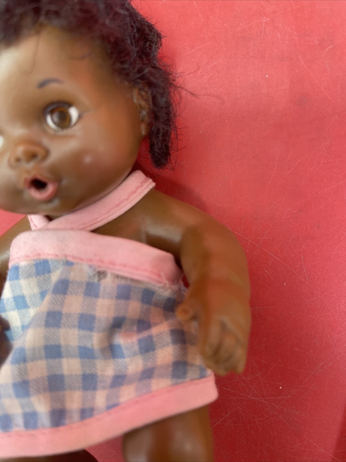 Vintage 1974 Ideal African American brown 7” Baby Thumbelina Doll