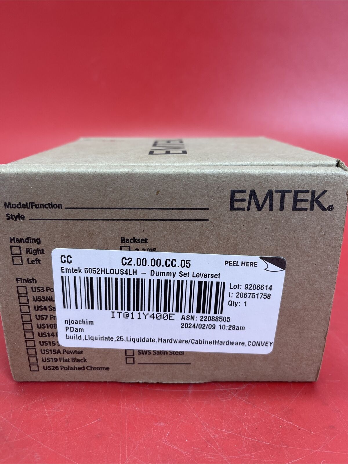 Emtek 5052HLOS4LH-Dummy Set Leverset