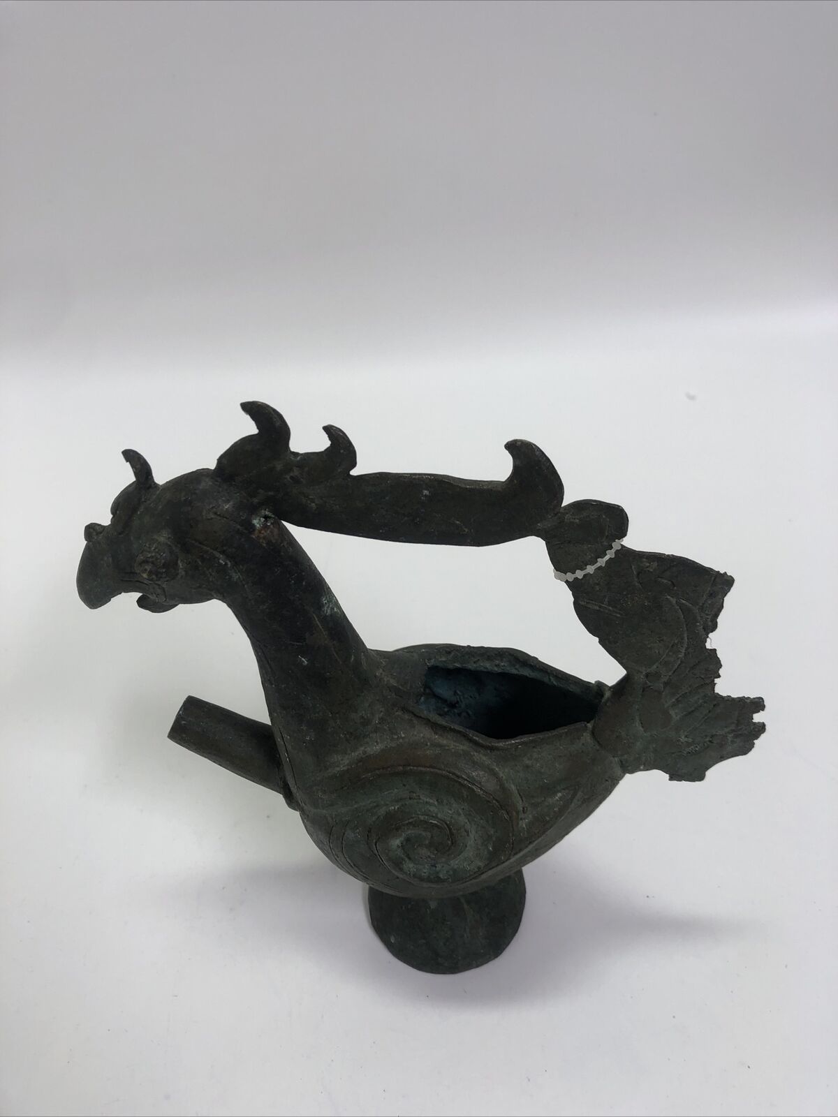 Ancient China Bronze Ware Dynasty Phoenix Bird Zun Wine Vessel Tea Pot
