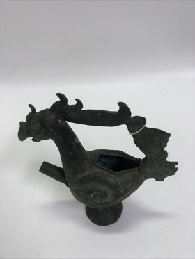 Ancient China Bronze Ware Dynasty Phoenix Bird Zun Wine Vessel Tea Pot