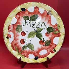 Awesome Hand Painted Italian Large 12 3/4” Pizza Serving Plate