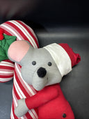 Candy Cane Mouse Plush Decor Ornament Wall Door Hanging 20" Vtg 1980s