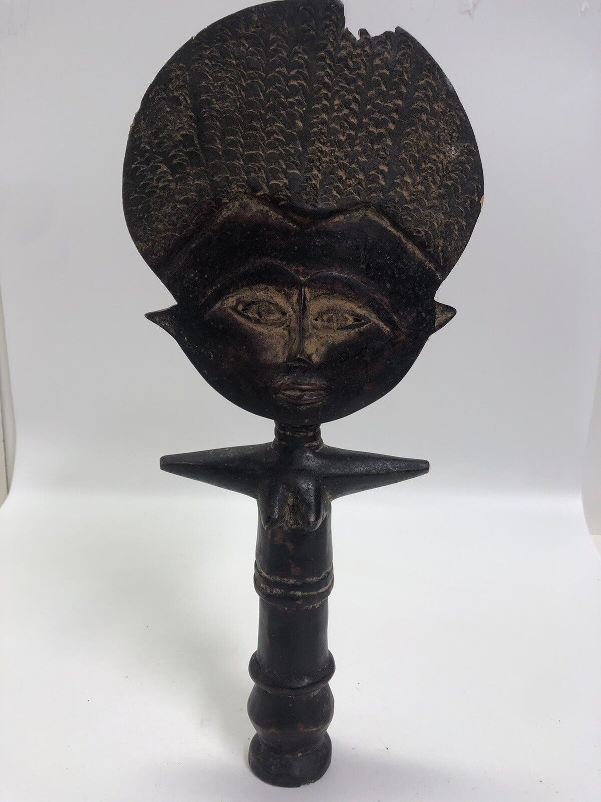 Vintage African Hand Carved Woman Statue.  Possibly Ghanaian.