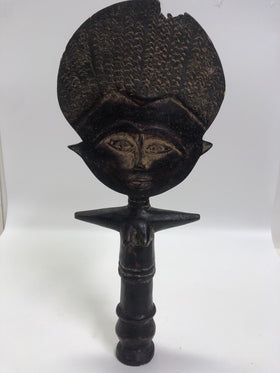Vintage African Hand Carved Woman Statue.  Possibly Ghanaian.