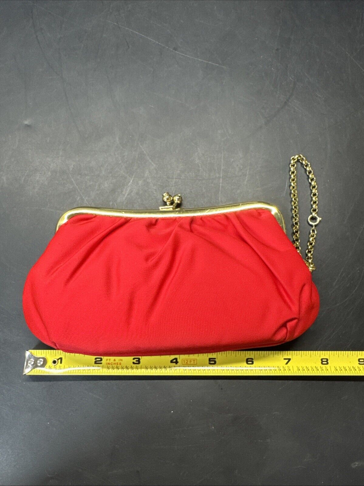 Vintage St. Thomas Red Gold Clutch Purse Handbag