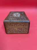 Vintage Hand Carved Teak Wooden Jewelry Trinket Box Made in India Lot 2
