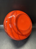 Vintage Art Deco Red Veined Bulbous Glass Ball Vase